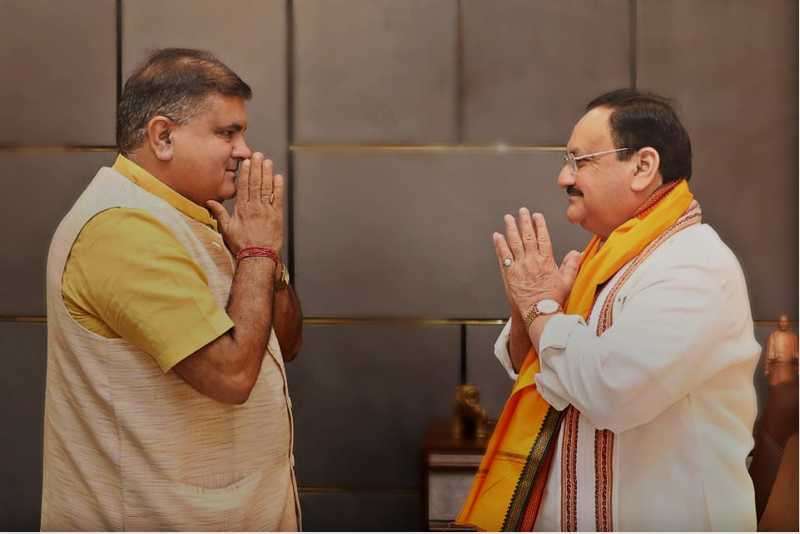 mahendra bhatt with nadda