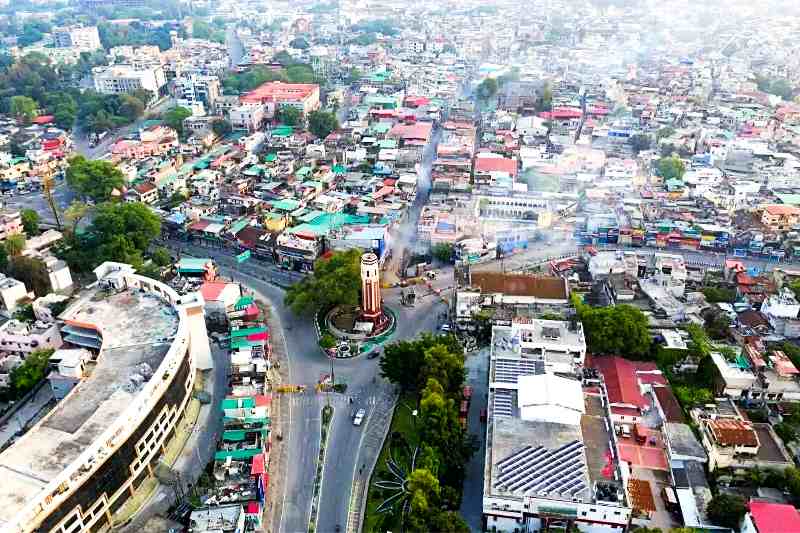 dehradun ghanta ghar long shot drone shot bird eye view of dehradun