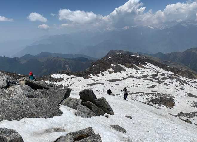 trekking in snow