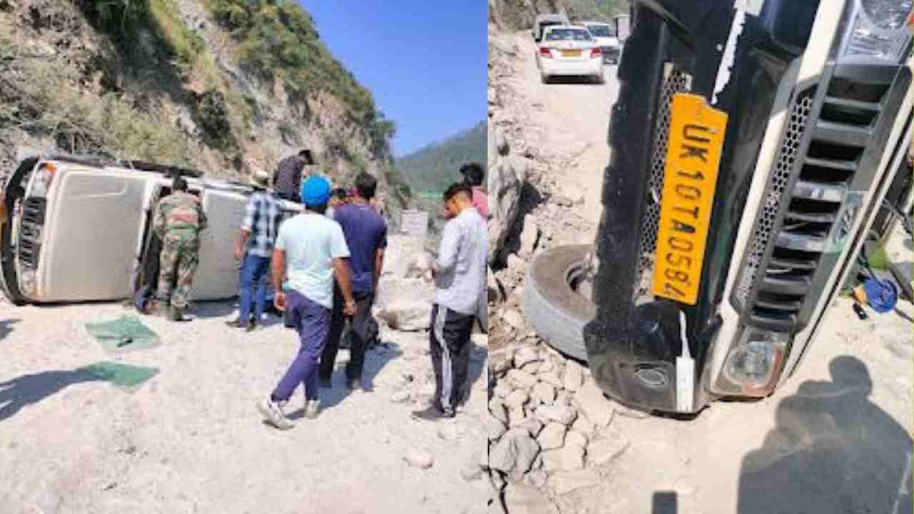 accident सवारियों से खचाखच भरा मैक्स वाहन पलटा