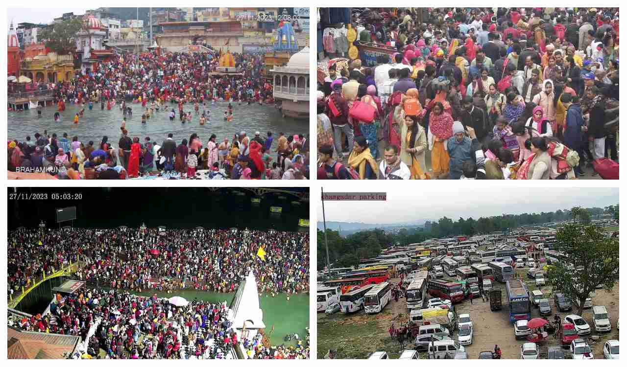 कार्तिक पूर्णिमा पर हरिद्वार में स्नान के लिए उमड़ी भीड़