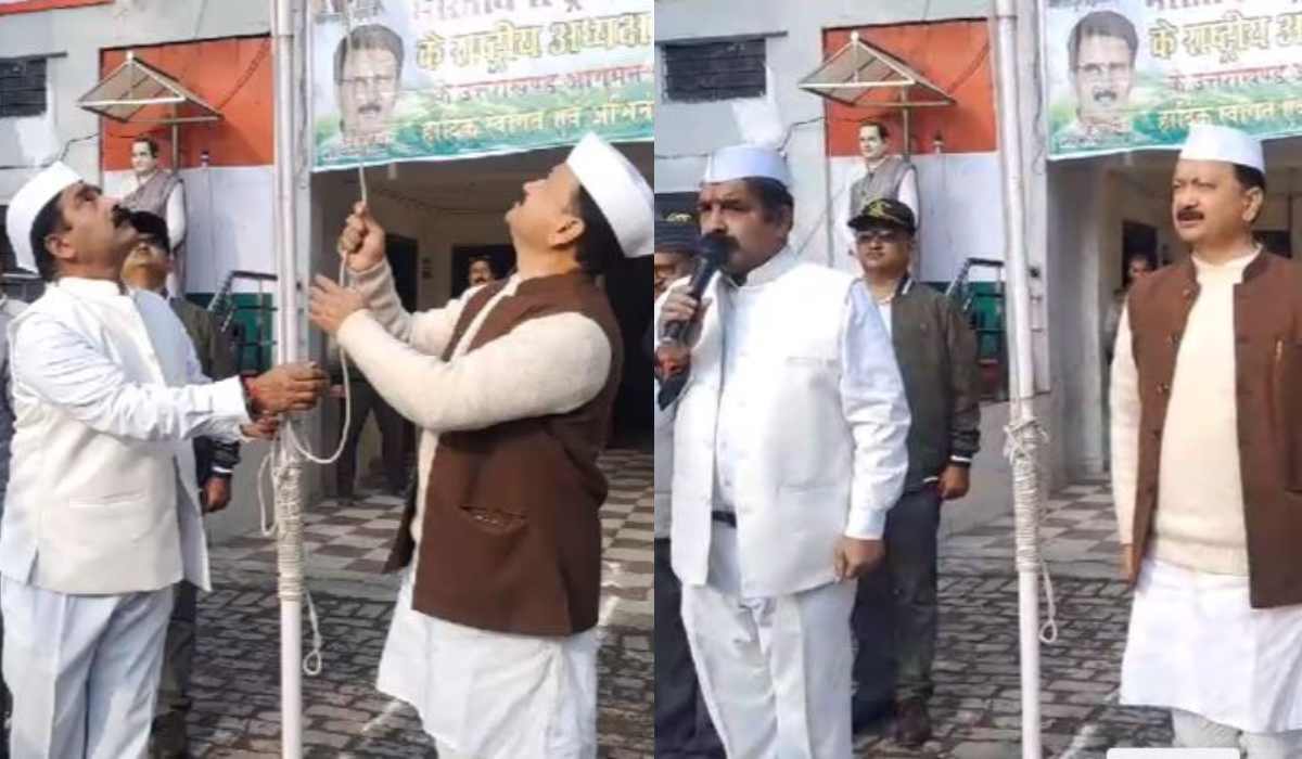 कांग्रेस मुख्यालय में करन महारा ने फहराया तिरंगा