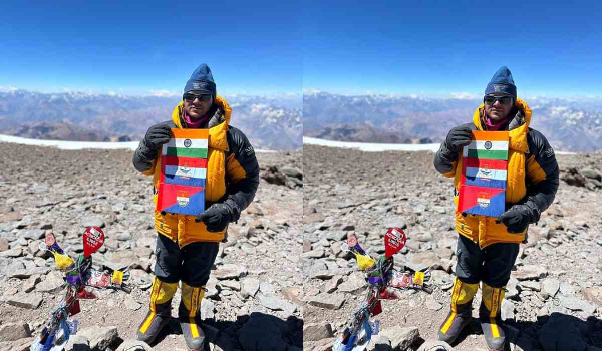 दक्षिण अमेरिका की सबसे ऊंची चोटी पर लहराया ध्वज