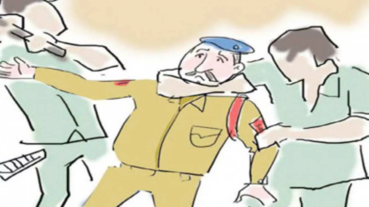 पुलिसकर्मी की पिटाई