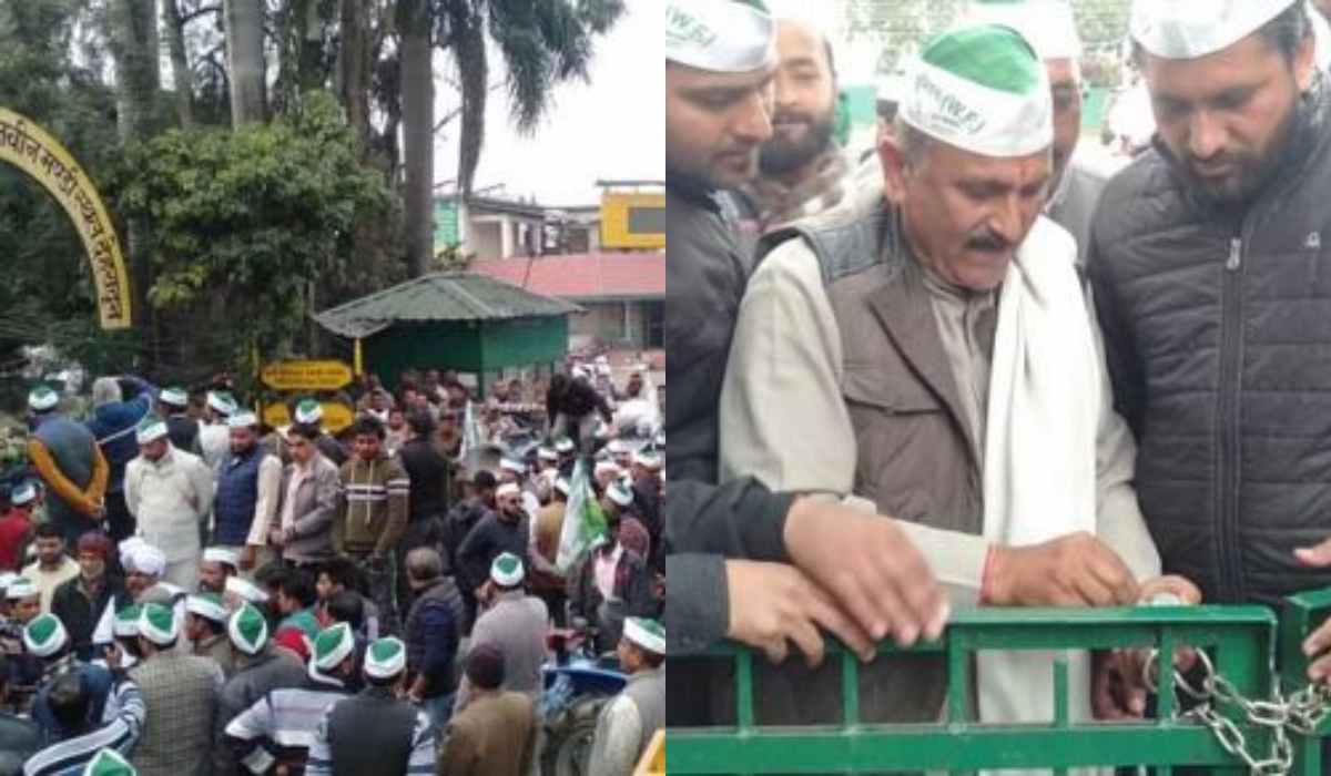 सड़कों पर उतरा किसानों का सैलाब, निरंजनपुर मंडी के गेट पर तालाबंदी कर किया विरोध प्रदर्शन