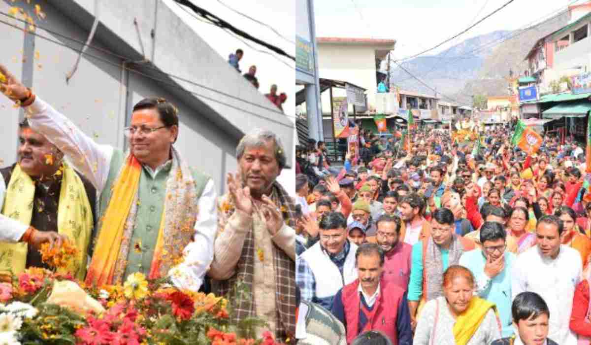 गोपेश्वर में सीएम धामी का रोड शो, रैली में उमड़ा जन सैलाब
