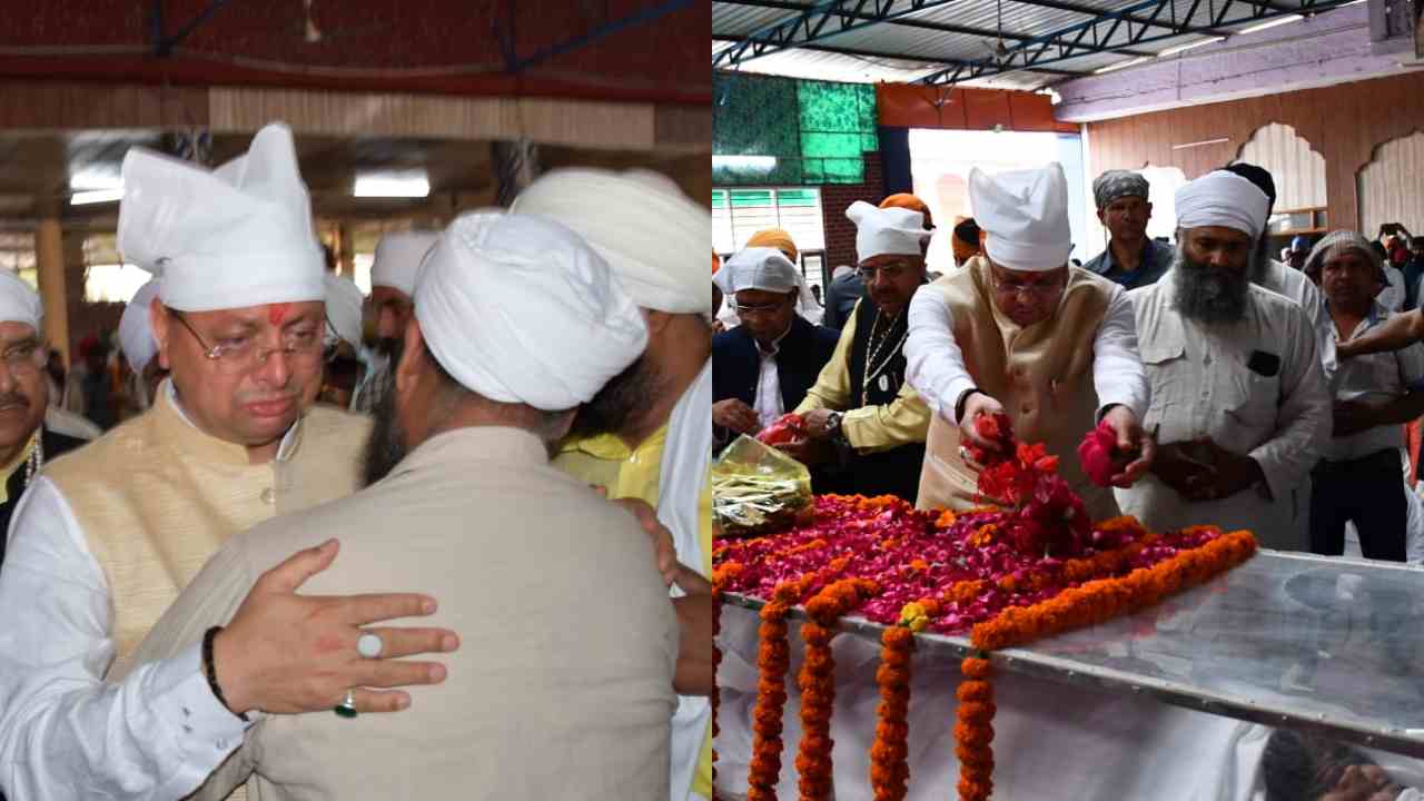 नानकमत्ता गुरुद्वारा कैंप पहुंचे सीएम धामी, बाबा तरसेम सिंह को दी श्रद्धांजलि