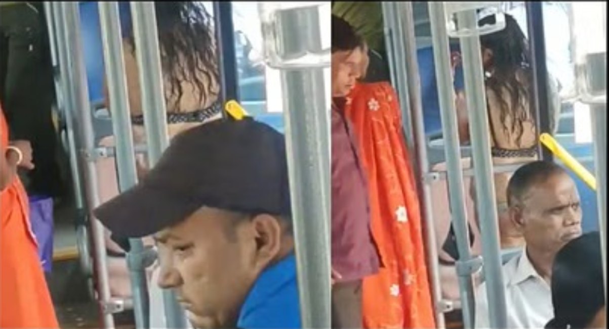 viral video bikini girl delhi bus