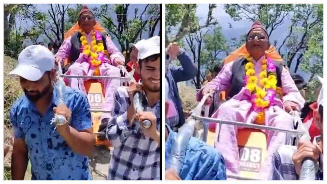 डोली से मतदान करने पहुंचे (1)