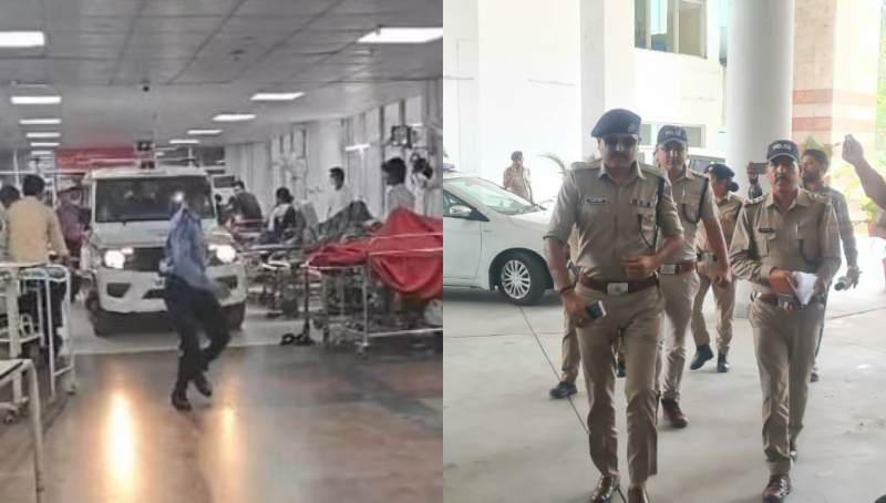 AIIMS की चौथी मंजिल पर गाड़ी लेकर घुसी पुलिस