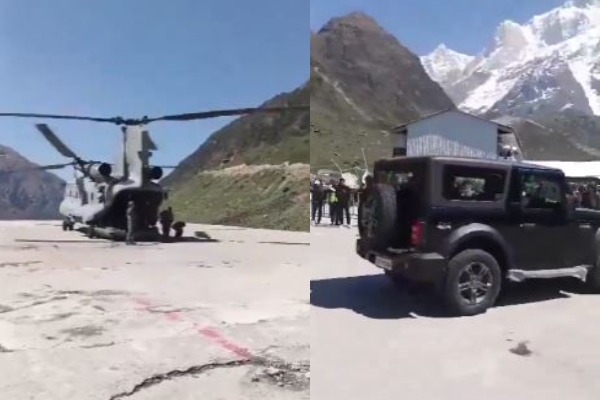हेलीकॉप्टर से केदारनाथ पहुंचाई गई थार