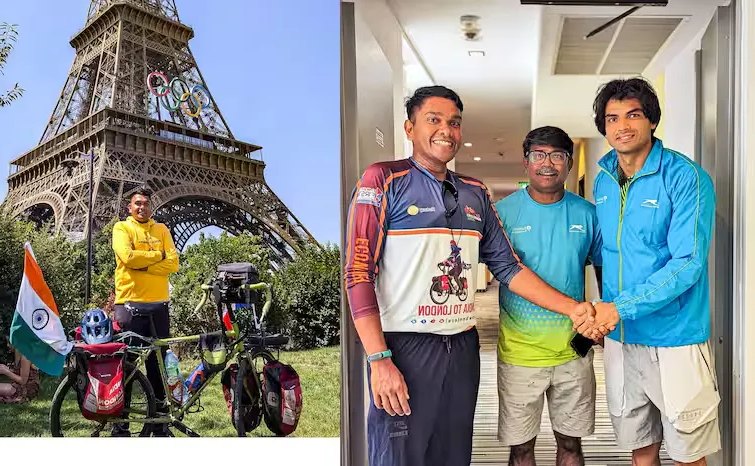 FAN Reached-paris-olympics-2024 via cycle to support neeraj-chopra