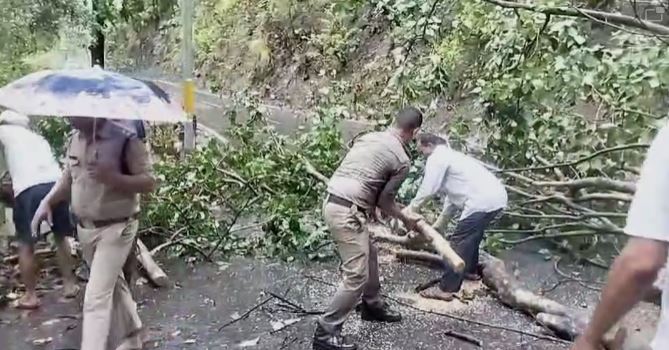 नैनीताल में बारिश का कहर, कालाढूंगी- नैनीताल सड़क पर पेड़ गिरने से मार्ग बाधित