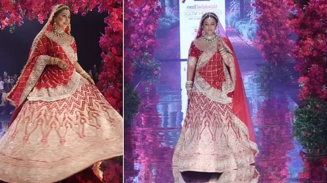 hina khan bridal look ramp walk video viral