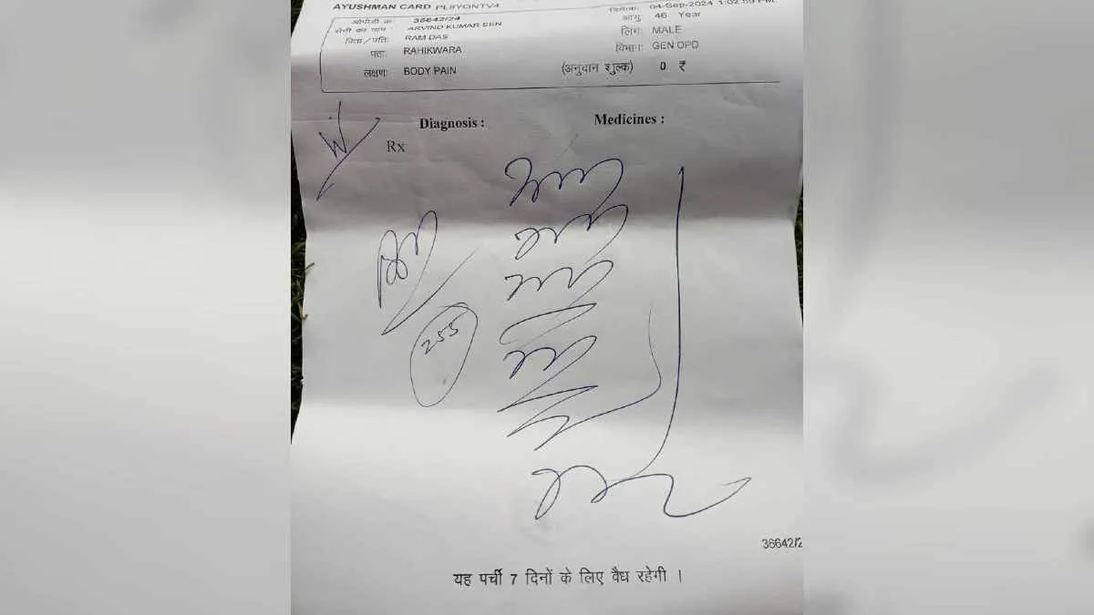 Mp news, Satna news doctors priscription photo goes viral doctor bad handwriting