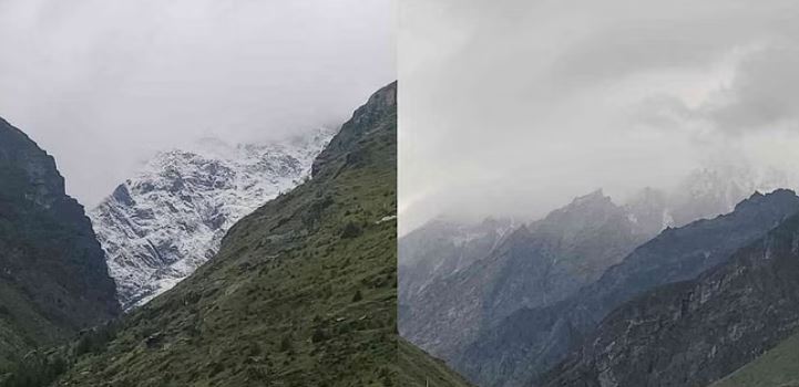 बद्रीनाथ में सीजन की पहली बर्फबारी