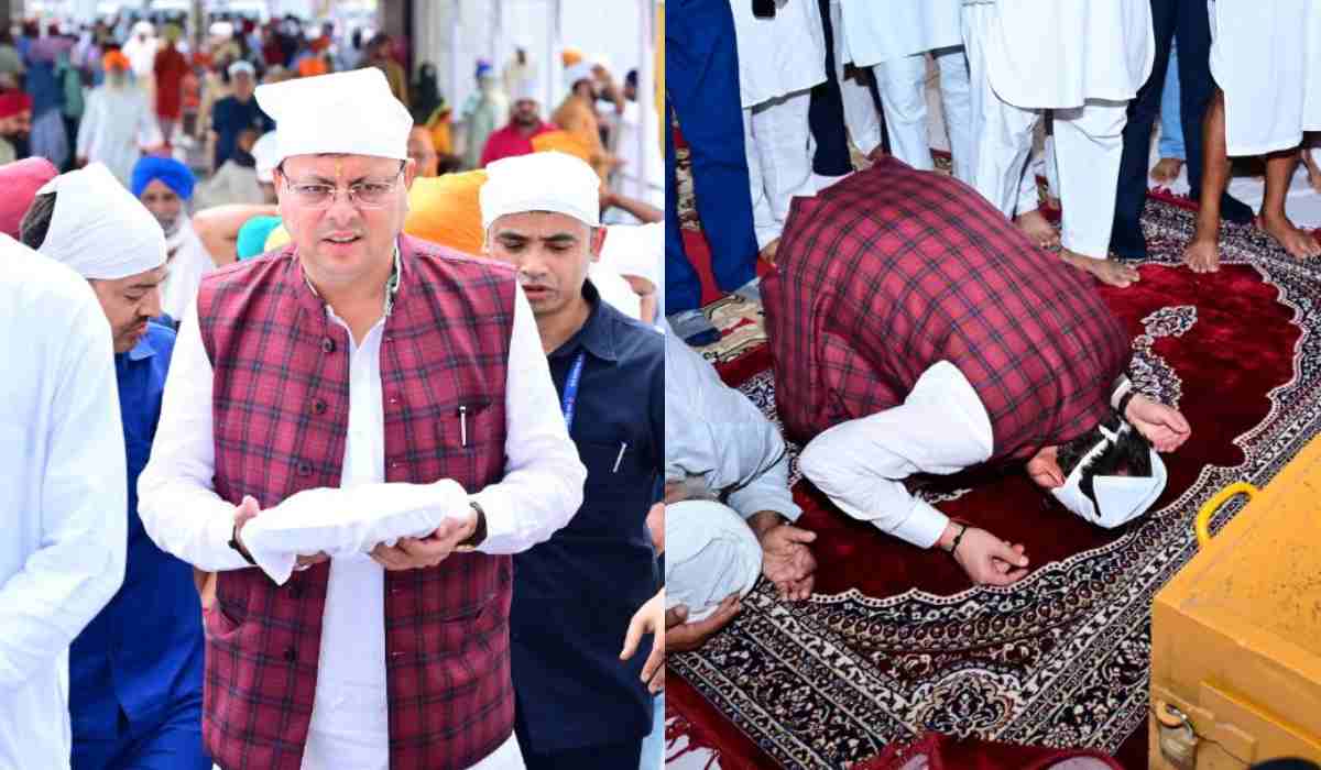गुरुद्वारा नानकमत्ता साहिब पहुंचे सीएम धामी, मत्था टेका की अरदास