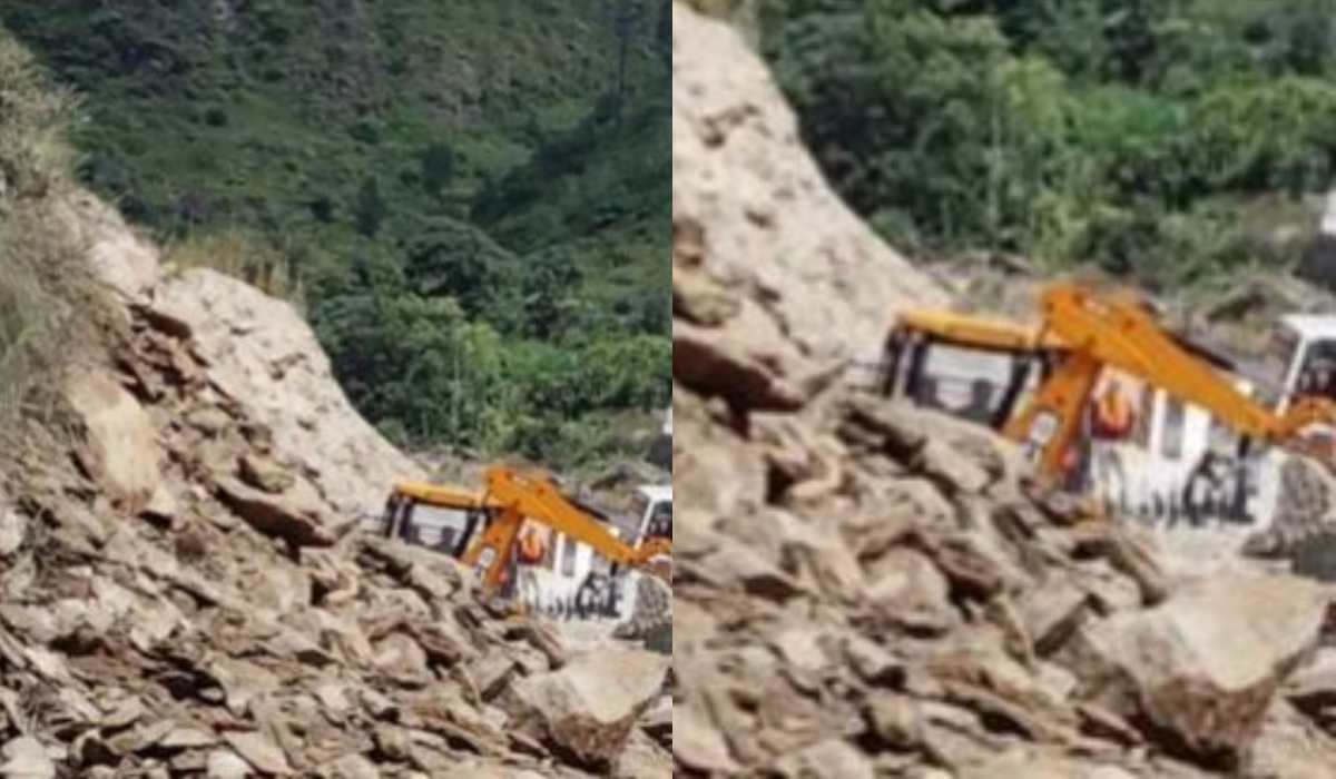 भवाली-अल्मोड़ा हाईवे पर पहाड़ी से भरभराकर गिरे मलबा और बोल्डर, यातायात ठप