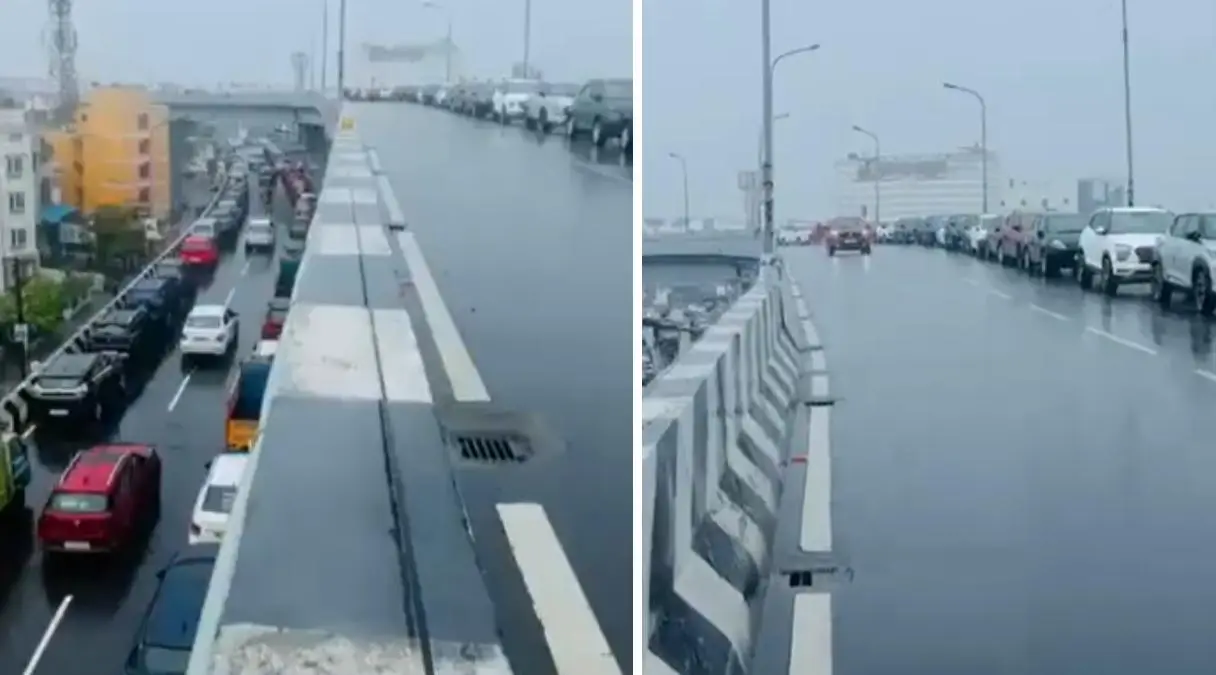 Chennai rain Viral Video cars park on flyover
