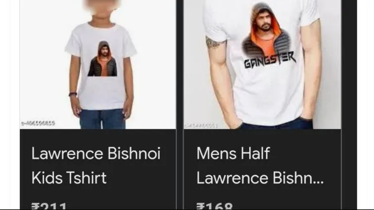 meesho Flipkart selling t-shirts with photo-gangster lawrence bishnoi