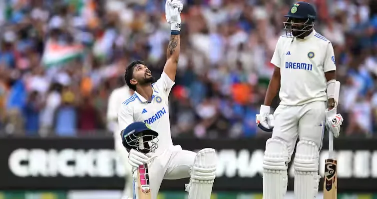 Ind Vs Aus 4th Test Nitish Reddy Century celebration
