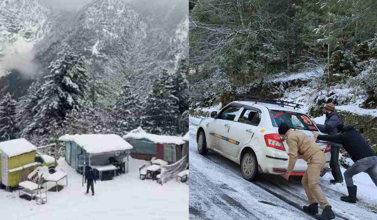 बर्फ की सफेद चादर से ढका औली, उमड़ रहा पर्यटकों का सैलाब