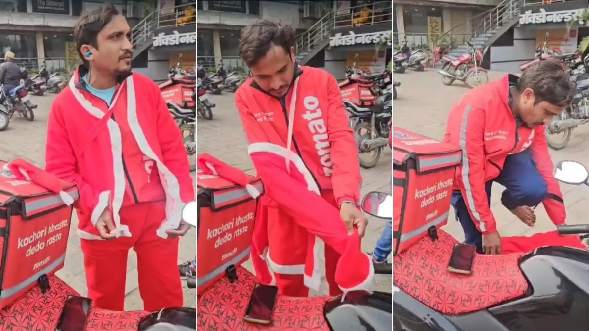 delivery-boy-wearing santa-claus-dress-was-removed-by hindu sanghatan on christmas