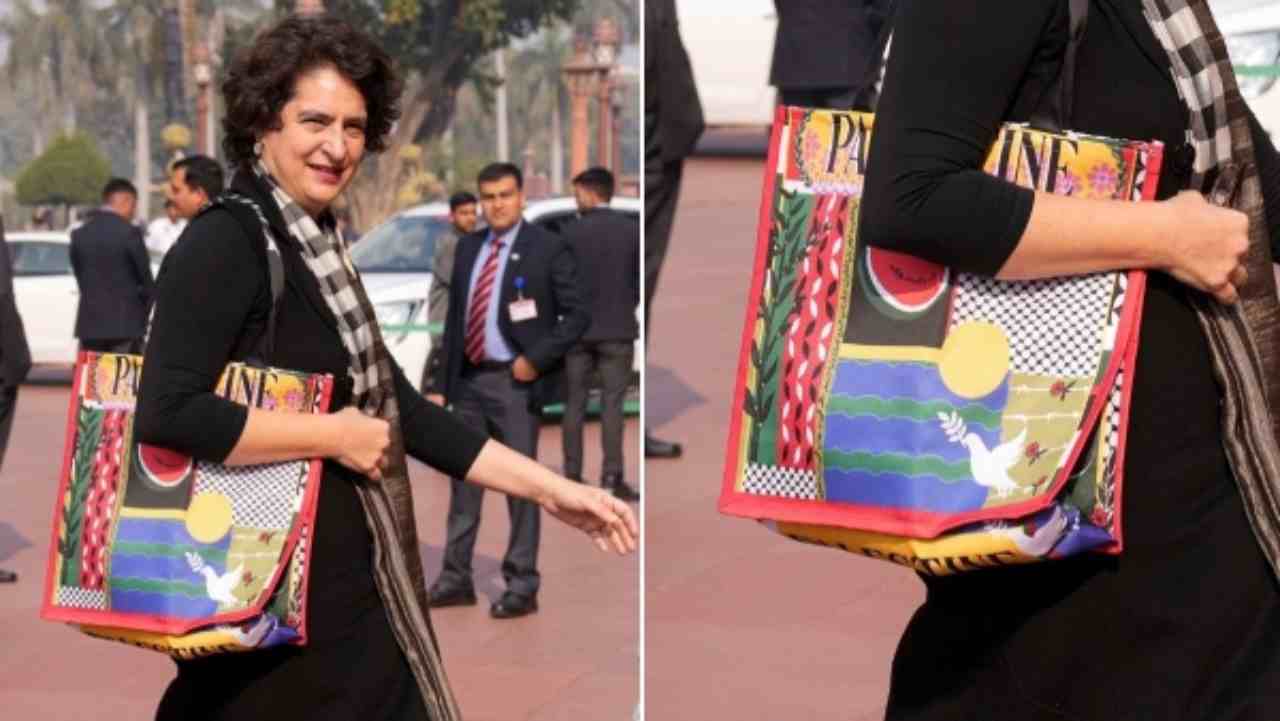 Priyanka Gandhi reached Parliament with a unique bag, what was written on it? read here