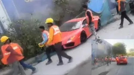 noida-lamborghini-2-workers-injured-video Video Viral