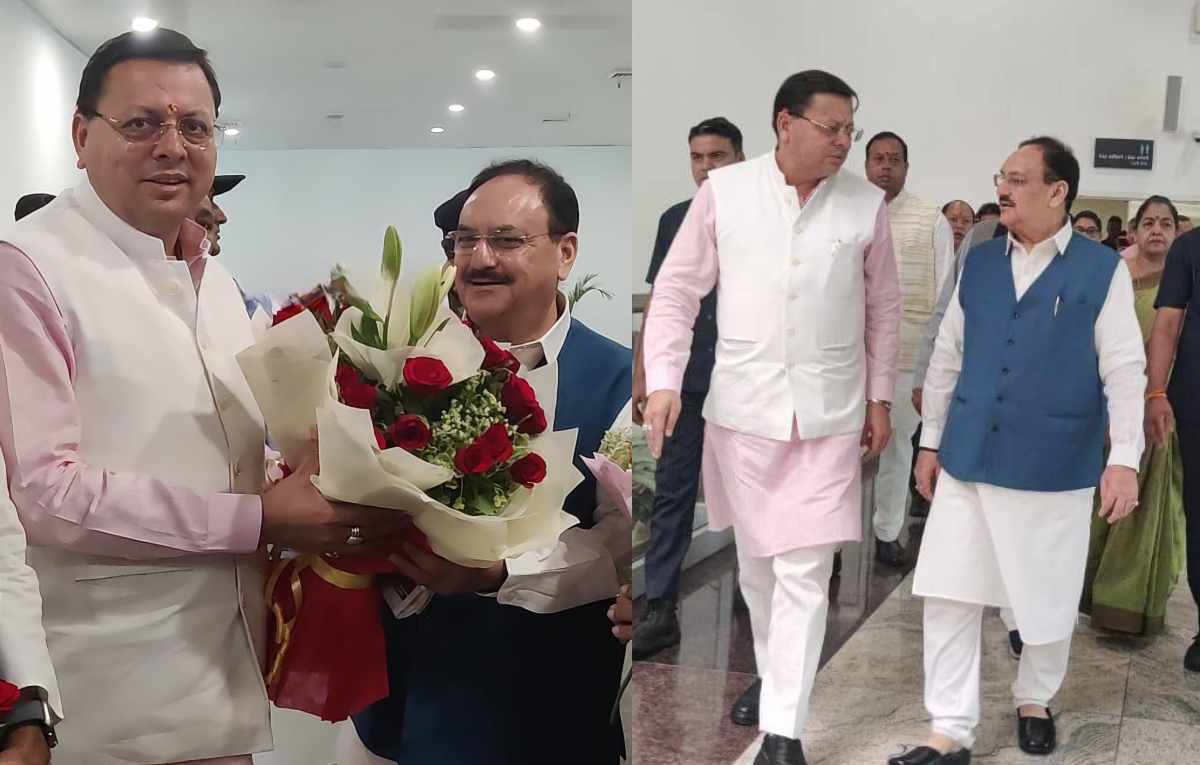 उत्तराखंड दौरे पर पहुंचे जेपी नड्डा, सीएम धामी ने किया जौलीग्रांट एयरपोर्ट पर स्वागत