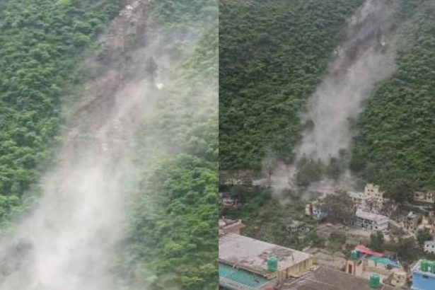 देवप्रयाग में भयानक लैंडस्लाइड, मची अफरा-तरफरी, दो लोग घायल