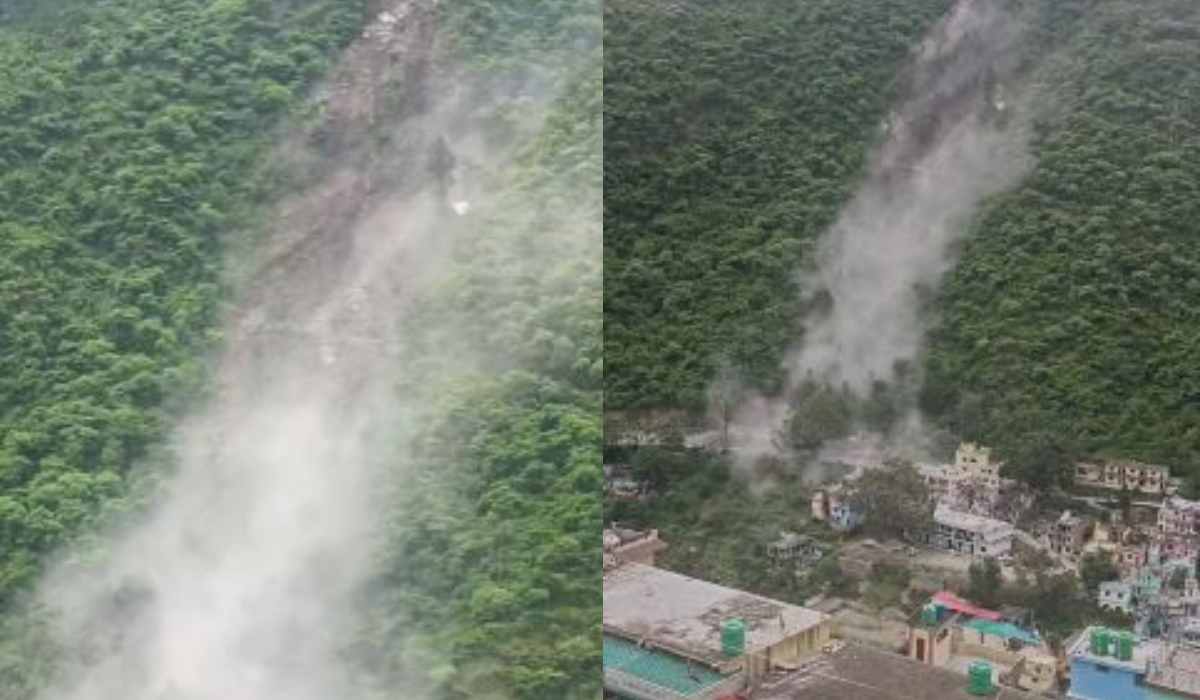 देवप्रयाग में भयानक लैंडस्लाइड, मची अफरा-तरफरी, दो लोग घायल