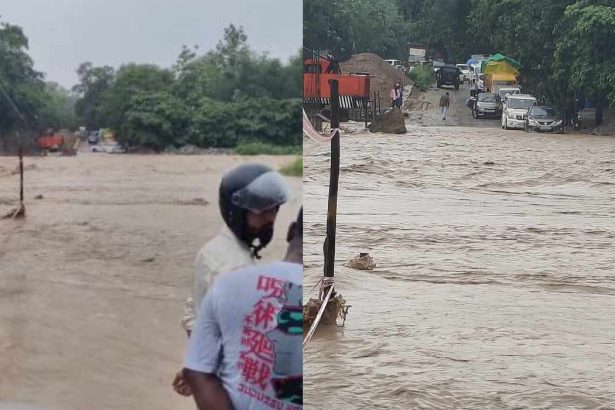 हल्द्वानी-चोरगलिया मार्ग पर उफान पर आया शेरनाला