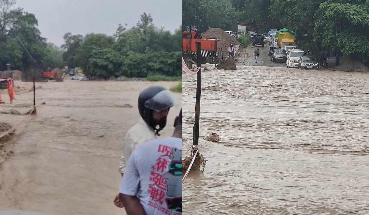 हल्द्वानी-चोरगलिया मार्ग पर उफान पर आया शेरनाला